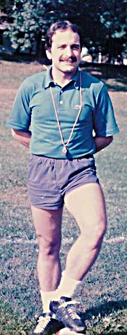 Assistant soccer coach Gene in 1976